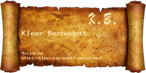 Kleer Bernadett névjegykártya